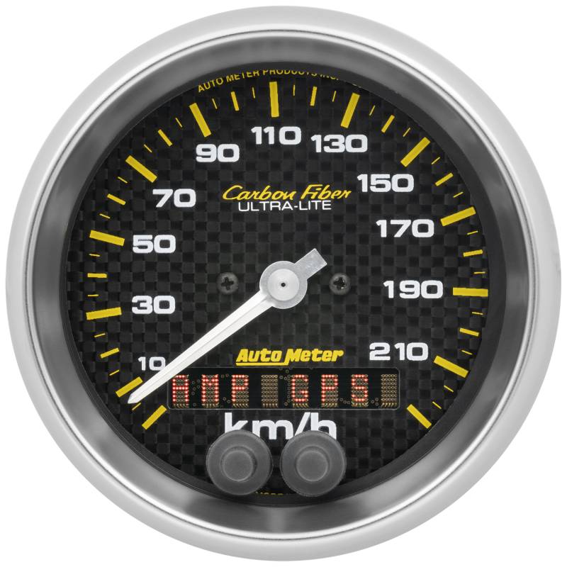 AutoMeter - AutoMeter GAUGE, SPEEDOMETER, 3 3/8" , 225KM/H, GPS, CARBON FIBER 4780-M