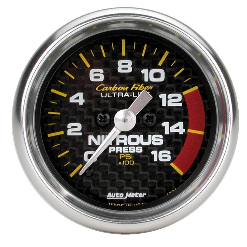 AutoMeter - AutoMeter GAUGE, NITROUS PRESSURE, 2 1/16" , 1600PSI, DIGITAL STEPPER MOTOR, CARBON FIBER 4774