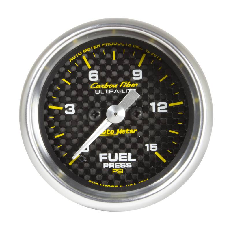 AutoMeter - AutoMeter GAUGE, FUEL PRESSURE, 2 1/16" , 15PSI, DIGITAL STEPPER MOTOR, CARBON FIBER 4761