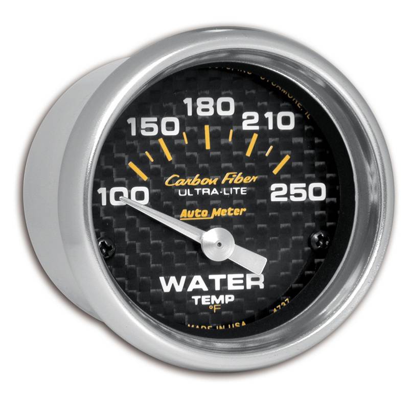 AutoMeter - AutoMeter GAUGE, WATER TEMP, 2 1/16" , 100-250 Degrees F, ELECTRIC, CARBON FIBER 4737