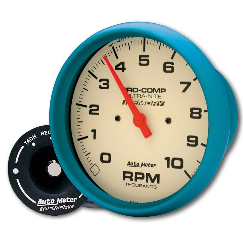 AutoMeter - AutoMeter GAUGE, TACH, 5" , 10K RPM, IN-DASH, W/PEAK MEMORY, GLOW IN DARK, ULTRA-NITE 4594