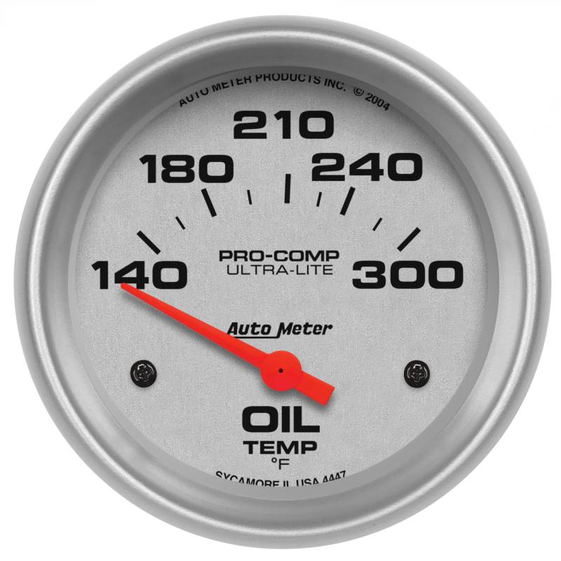 AutoMeter - AutoMeter GAUGE, OIL TEMP, 2 5/8" , 140-300 Degrees F, ELECTRIC, ULTRA-LITE 4447