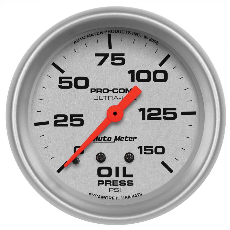 AutoMeter - AutoMeter GAUGE, OIL PRESSURE, 2 5/8" , 150PSI, MECHANICAL, ULTRA-LITE 4423