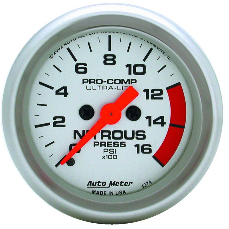 AutoMeter - AutoMeter GAUGE, NITROUS PRESSURE, 2 1/16" , 1600PSI, DIGITAL STEPPER MOTOR, ULTRA-LITE 4374