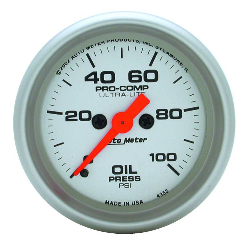 AutoMeter - AutoMeter GAUGE, OIL PRESSURE, 2 1/16in, 100PSI, DIGITAL STEPPER MOTOR, ULTRA-LITE 4353