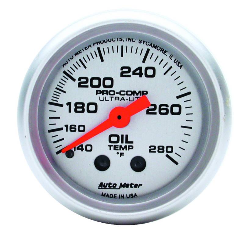 AutoMeter - AutoMeter GAUGE, OIL TEMP, 2 1/16" , 140-280 Degrees F, MECHANICAL, ULTRA-LITE 4341