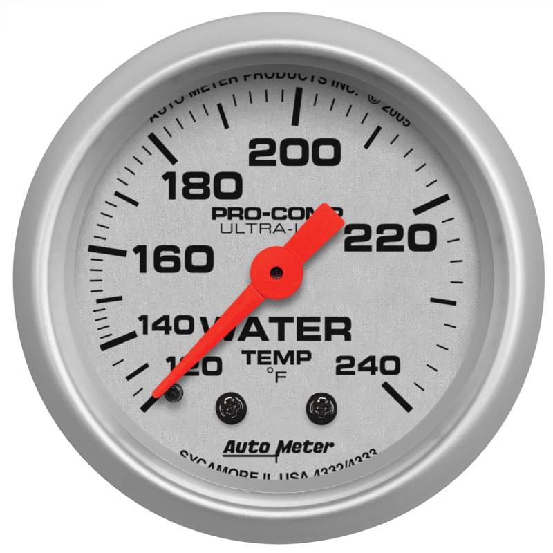 AutoMeter - AutoMeter GAUGE, WATER TEMP, 2 1/16" , 120-240 Degrees F, MECHANICAL, 12FT., ULTRA-LITE 4333