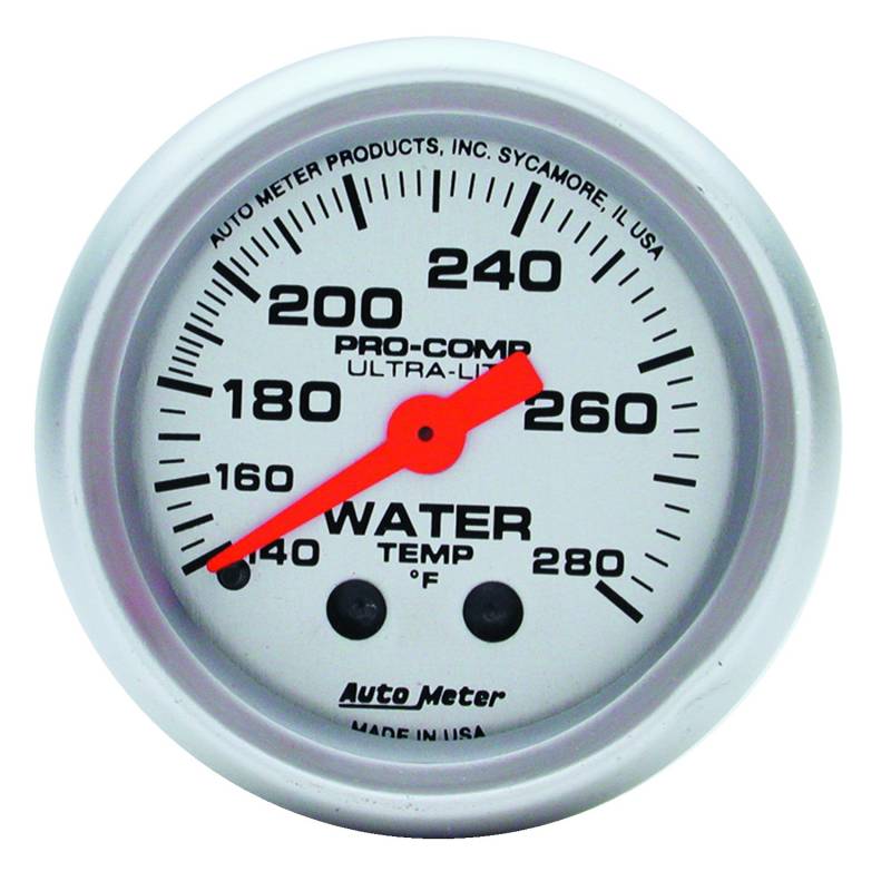 AutoMeter - AutoMeter GAUGE, WATER TEMP, 2 1/16" , 140-280 Degrees F, MECHANICAL, ULTRA-LITE 4331