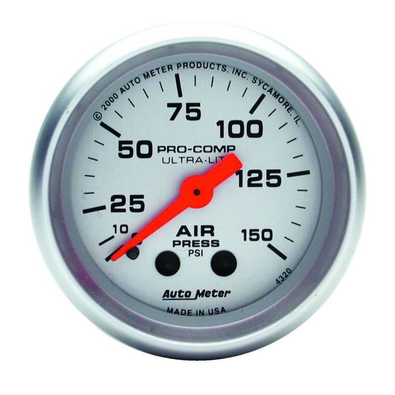 AutoMeter - AutoMeter GAUGE, AIR PRESS, 2 1/16" , 150PSI, MECHANICAL, ULTRA-LITE 4320