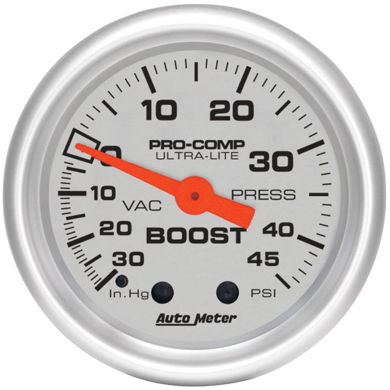 AutoMeter - AutoMeter GAUGE, VAC/BOOST, 2 1/16" , 30INHG-45PSI, MECHANICAL, ULTRA-LITE 4308