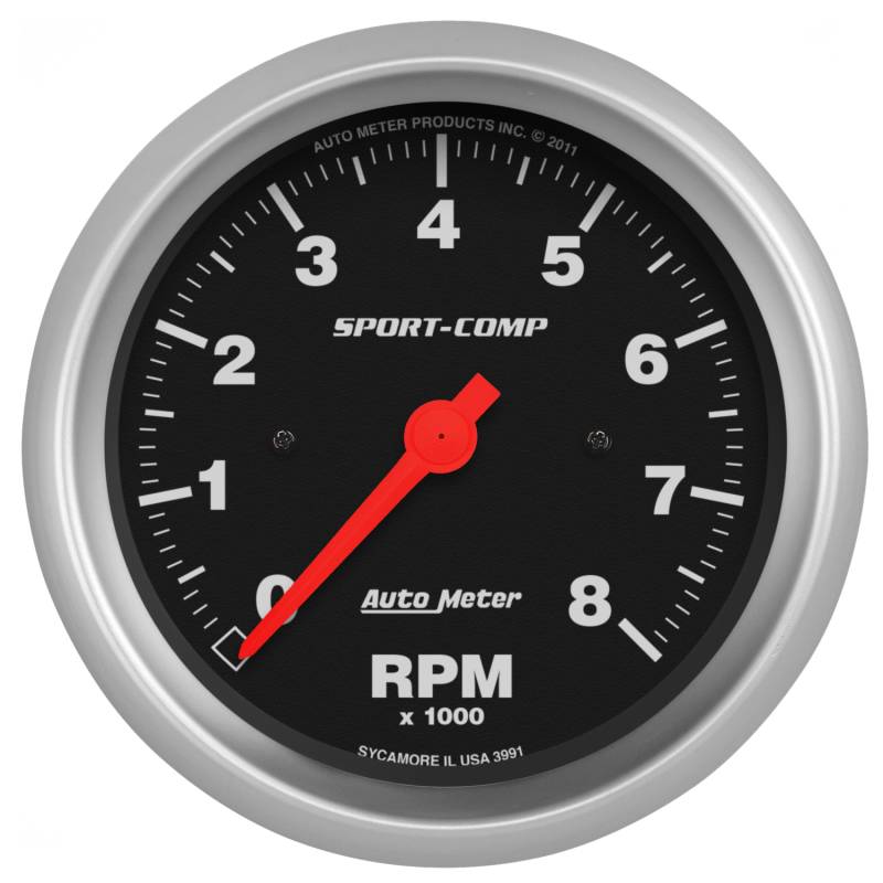 AutoMeter - AutoMeter GAUGE, TACHOMETER, 3 3/8" , 8K RPM, IN-DASH, SPORT-COMP 3991