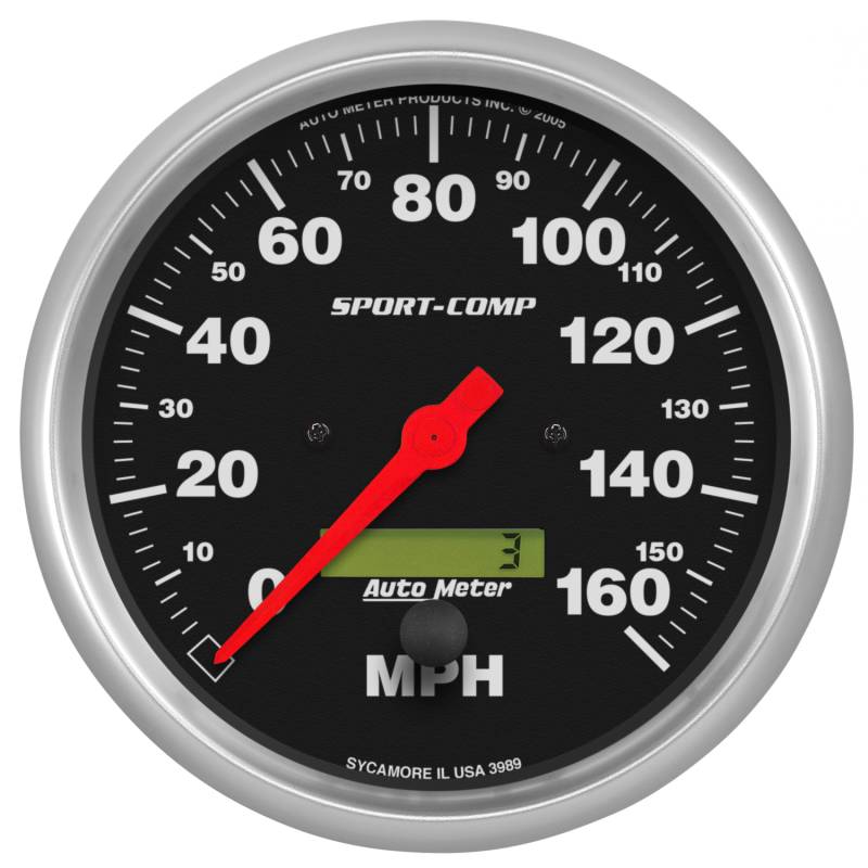 AutoMeter - AutoMeter GAUGE, SPEEDO, 5" , 160MPH, ELEC. PROGRAM W/ LCD ODO, SPORT-COMP 3989