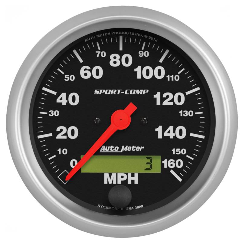 AutoMeter - AutoMeter GAUGE, SPEEDO, 3 3/8" , 160MPH, ELEC. PROGRAM W/ LCD ODO, SPORT-COMP 3988