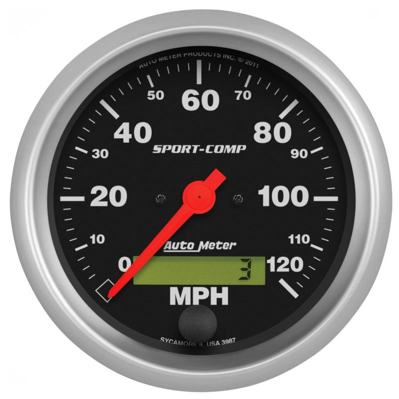 AutoMeter - AutoMeter GAUGE, SPEEDO, 3 3/8" , 120MPH, ELEC. PROGRAM W/ LCD ODO, SPORT-COMP 3987