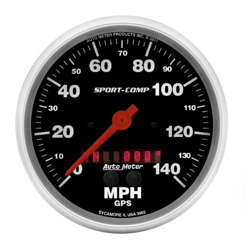 AutoMeter - AutoMeter GAUGE, SPEEDOMETER, 5" , 140MPH, GPS, SPORT-COMP 3983