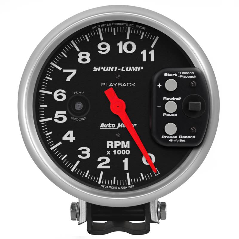 AutoMeter - AutoMeter GAUGE, TACHOMETER, 5" , 11K RPM, PEDESTAL W/ RPM PLAYBACK, SPORT-COMP 3967
