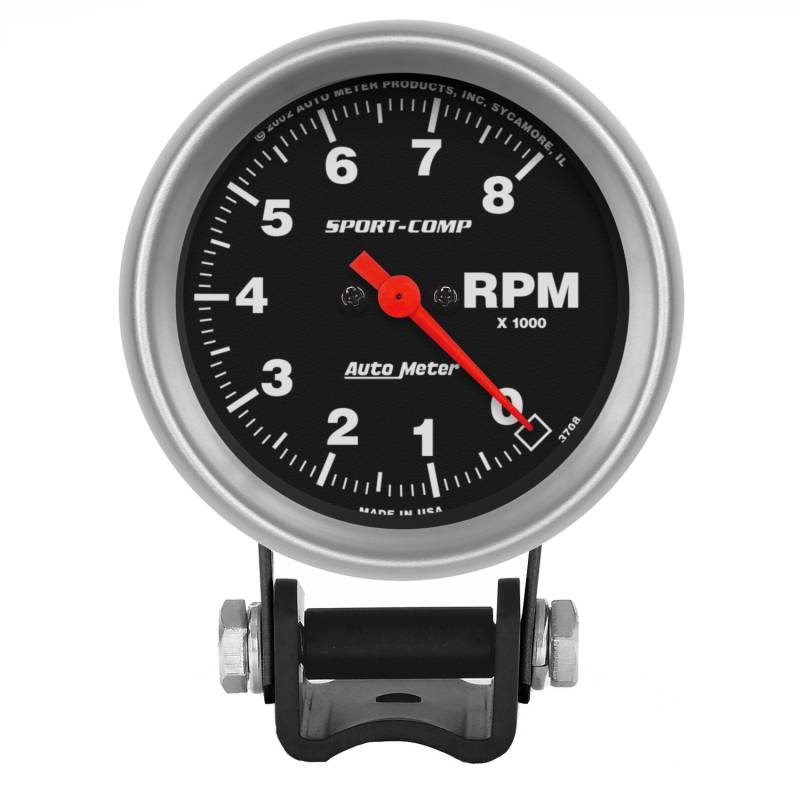 AutoMeter - AutoMeter GAUGE, TACHOMETER, 2 5/8" , 8K RPM, PEDESTAL, SPORT-COMP 3708