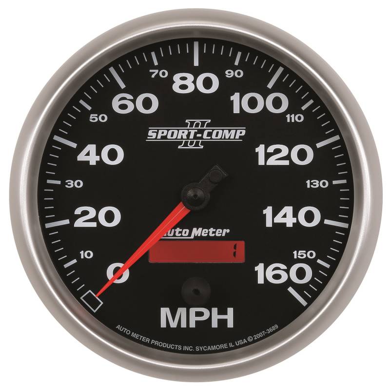 AutoMeter - AutoMeter GAUGE, SPEEDOMETER, 5" , 160MPH, ELEC. PROGRAMMABLE, SPORT-COMP II 3689