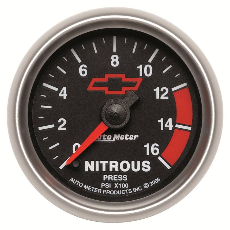 AutoMeter - AutoMeter GAUGE, NITROUS PRESSURE, 2 1/16" , 1600PSI, DIGITAL STEPPER MOTOR, GM BOWTIE BLK 3674-00406