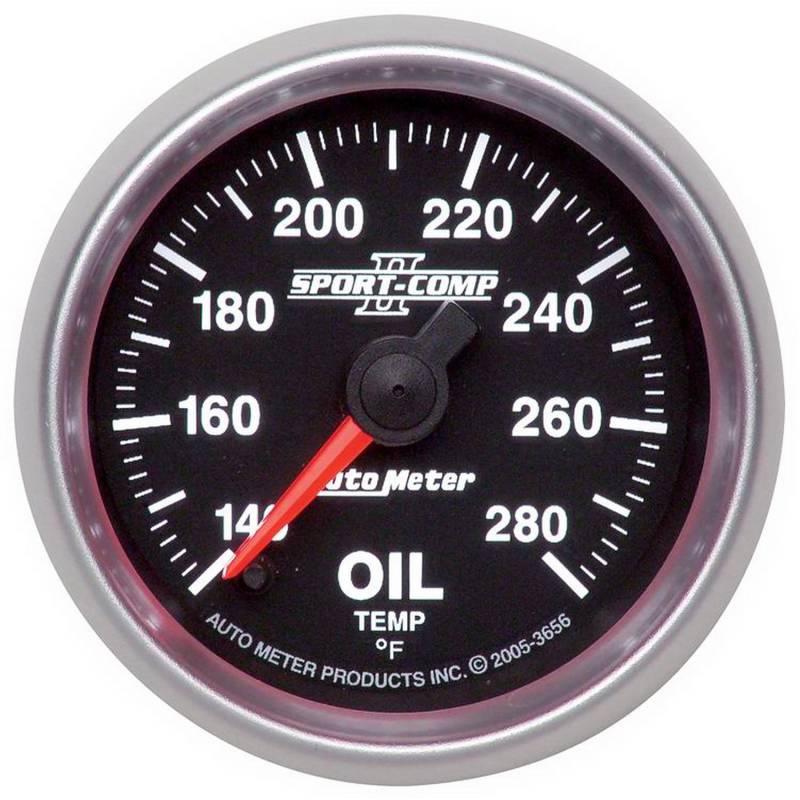 AutoMeter - AutoMeter GAUGE, OIL TEMP, 2 1/16in, 140-280deg F, DIGITAL STEPPER MOTOR, SPORT-COMP II 3656