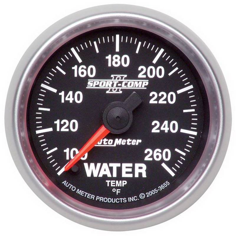 AutoMeter - AutoMeter GAUGE, WATER TEMP, 2 1/16in, 100-260deg F, DIGITAL STEPPER MOTOR, SPORT-COMP II 3655