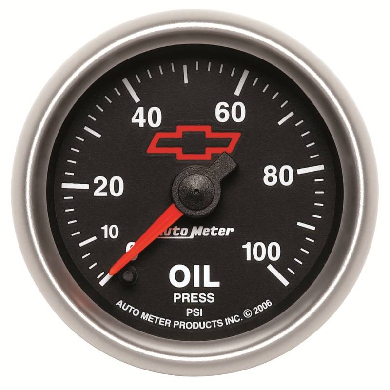 AutoMeter - AutoMeter GAUGE, OIL PRESSURE, 2 1/16" , 100PSI, DIGITAL STEPPER MOTOR, GM BOWTIE BLACK 3653-00406