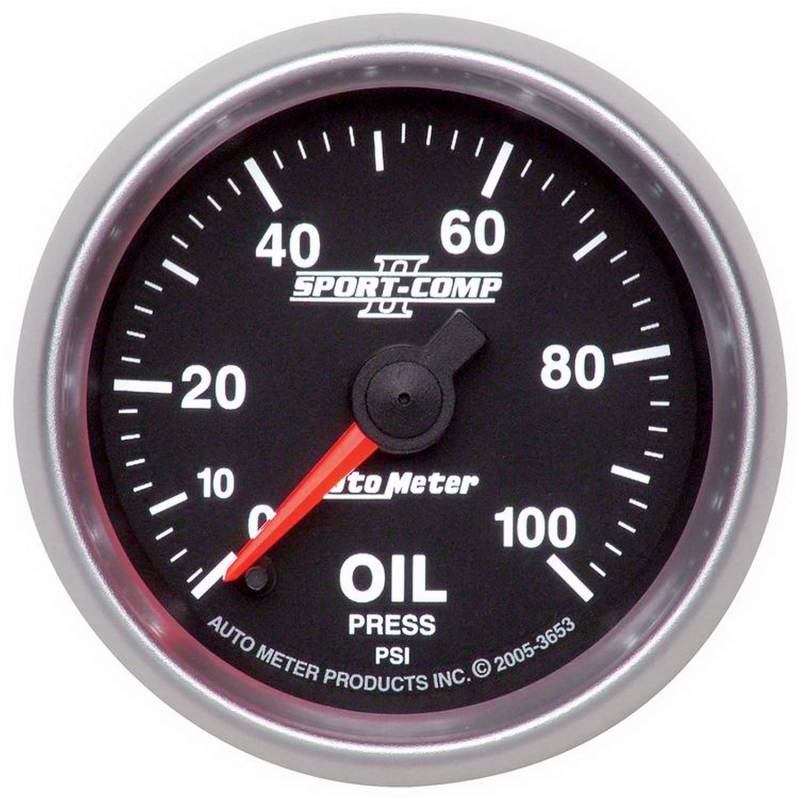 AutoMeter - AutoMeter GAUGE, OIL PRESSURE, 2 1/16in, 100PSI, DIGITAL STEPPER MOTOR, SPORT-COMP II 3653