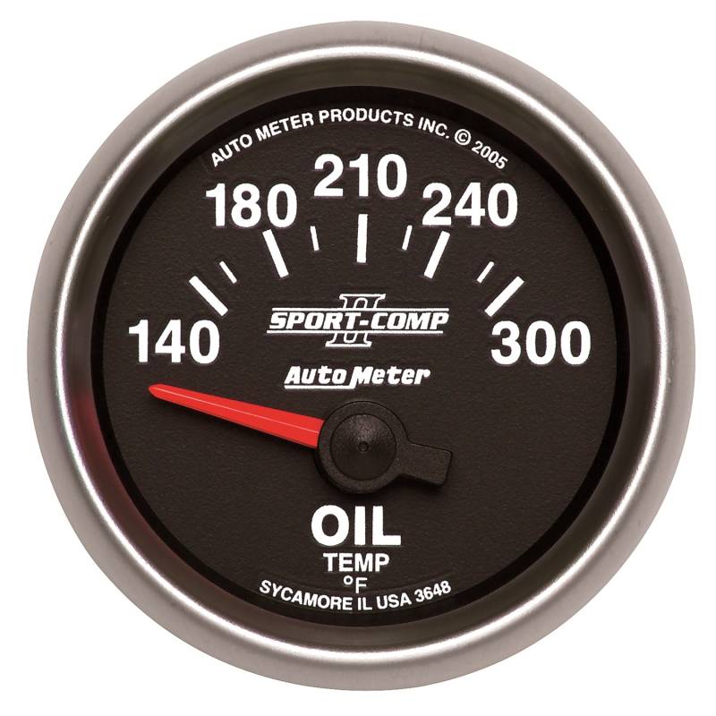 AutoMeter - AutoMeter GAUGE, OIL TEMP, 2 1/16" , 140-300 Degrees F, ELECTRIC, SPORT-COMP II 3648
