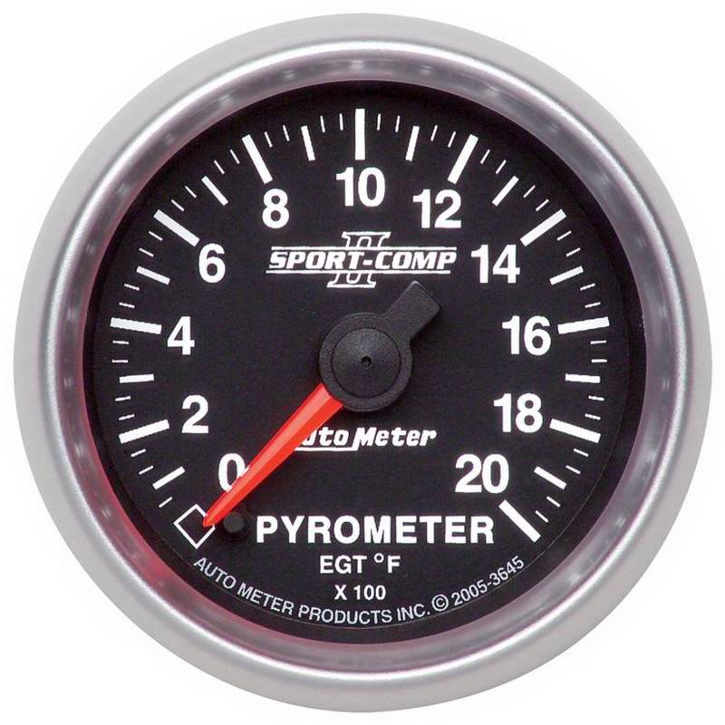 AutoMeter - AutoMeter GAUGE, PYROMETER (EGT), 2 1/16in, 2000deg F, DIG STEPPER MOTOR, SPORT-COMP II 3645