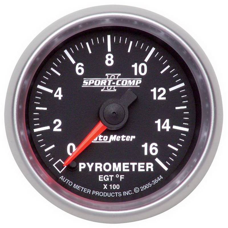 AutoMeter - AutoMeter GAUGE, PYROMETER (EGT), 2 1/16in, 1600deg F, DIG STEPPER MOTOR, SPORT-COMP II 3644