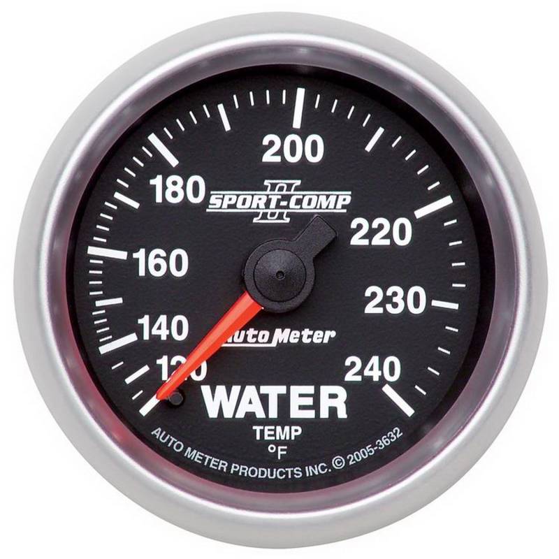 AutoMeter - AutoMeter GAUGE, WATER TEMP, 2 1/16" , 120-240 Degrees F, MECHANICAL, SPORT-COMP II 3632