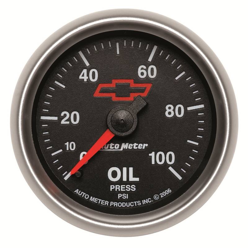 AutoMeter - AutoMeter GAUGE, OIL PRESSURE, 2 1/16" , 100PSI, MECHANICAL, GM BOWTIE BLACK 3621-00406