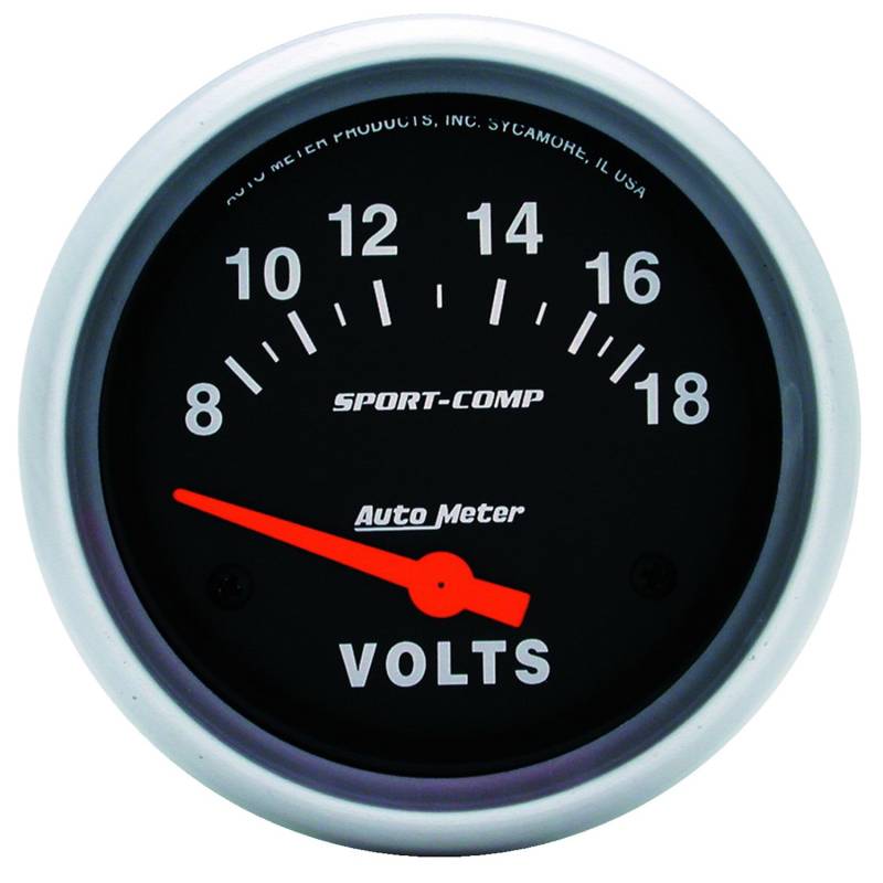 AutoMeter - AutoMeter GAUGE, VOLTMETER, 2 5/8" , 18V, ELECTRIC, SPORT-COMP 3592