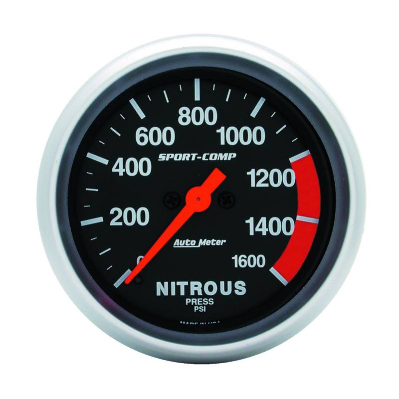 AutoMeter - AutoMeter GAUGE, NITROUS PRESS, 2 5/8" , 1600PSI, DIGITAL STEPPER MOTOR, SPORT-COMP 3574