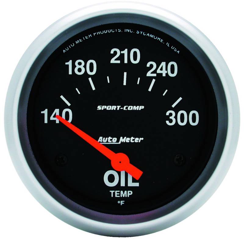 AutoMeter - AutoMeter GAUGE, OIL TEMP, 2 5/8" , 140-300 Degrees F, ELECTRIC, SPORT-COMP 3543