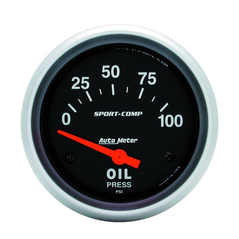 AutoMeter - AutoMeter GAUGE, OIL PRESSURE, 2 5/8" , 100PSI, ELECTRIC, SPORT-COMP 3522