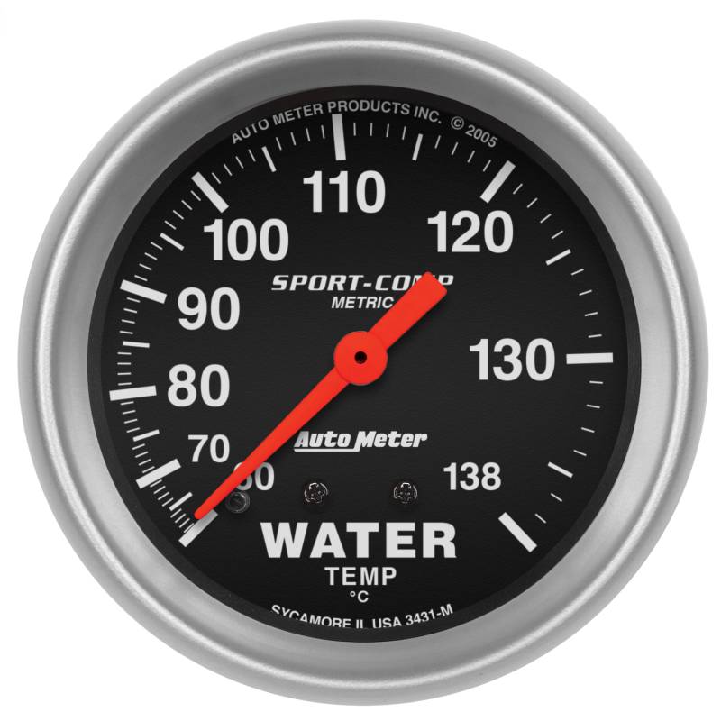 AutoMeter - AutoMeter GAUGE, WATER TEMP, 2 5/8" , 60-140 Degrees C, MECHANICAL, SPORT-COMP 3431-M
