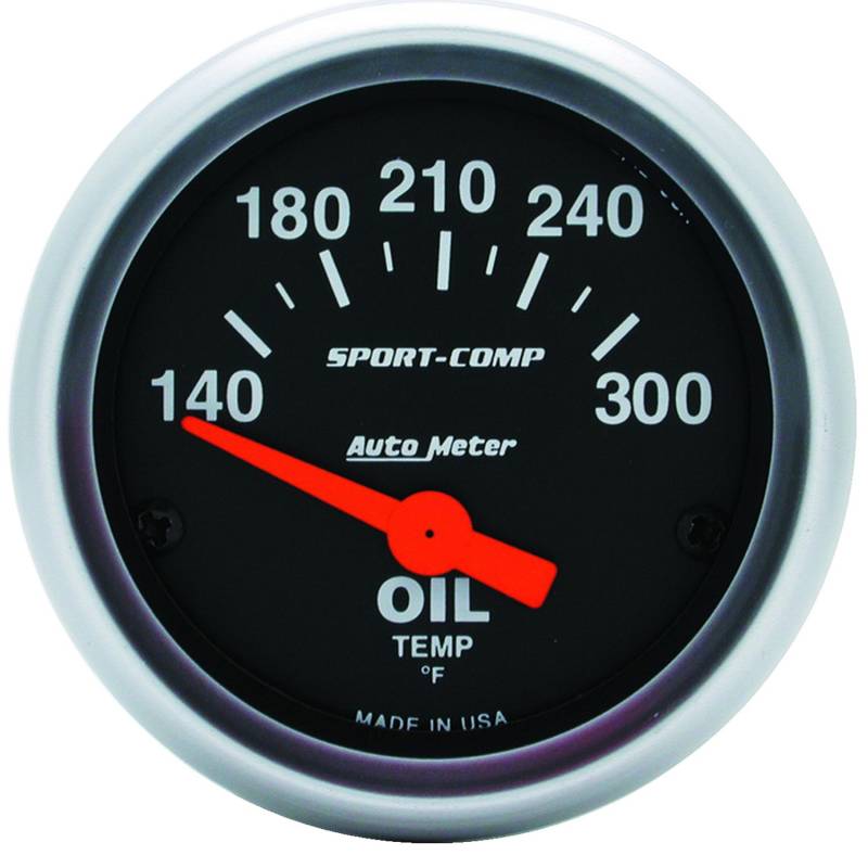 AutoMeter - AutoMeter GAUGE, OIL TEMP, 2 1/16" , 140-300 Degrees F, ELECTRIC, SPORT-COMP 3348
