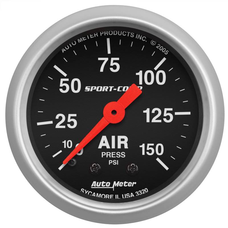 AutoMeter - AutoMeter GAUGE, AIR PRESS, 2 1/16" , 150PSI, MECHANICAL, SPORT-COMP 3320