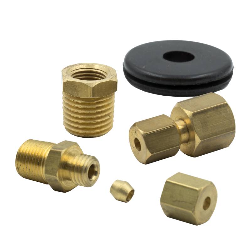 AutoMeter - AutoMeter FITTING KIT, 1/8" NPTF COMPRESSION TO 1/8" LINE, BRASS 3290