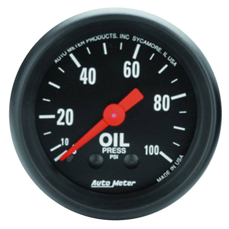 AutoMeter - AutoMeter GAUGE, OIL PRESS, 2 1/16" , 100PSI, MECHANICAL, Z-SERIES 2604