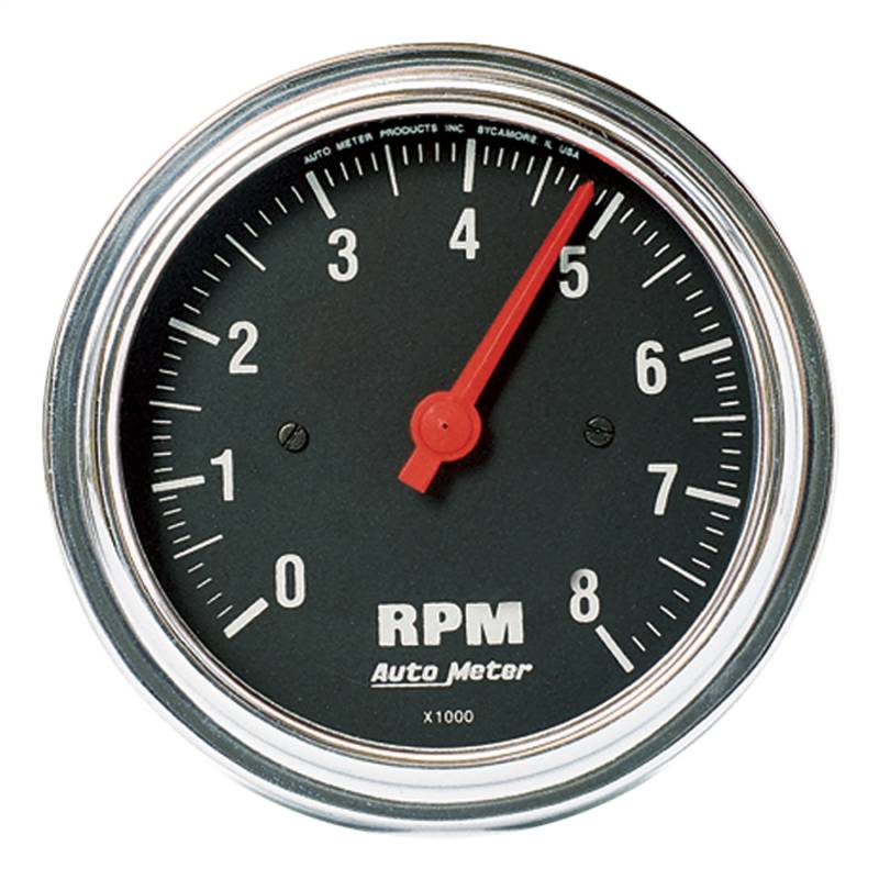 AutoMeter - AutoMeter GAUGE, TACHOMETER, 3 3/8" , 8K RPM, IN-DASH, TRADITIONAL CHROME 2499