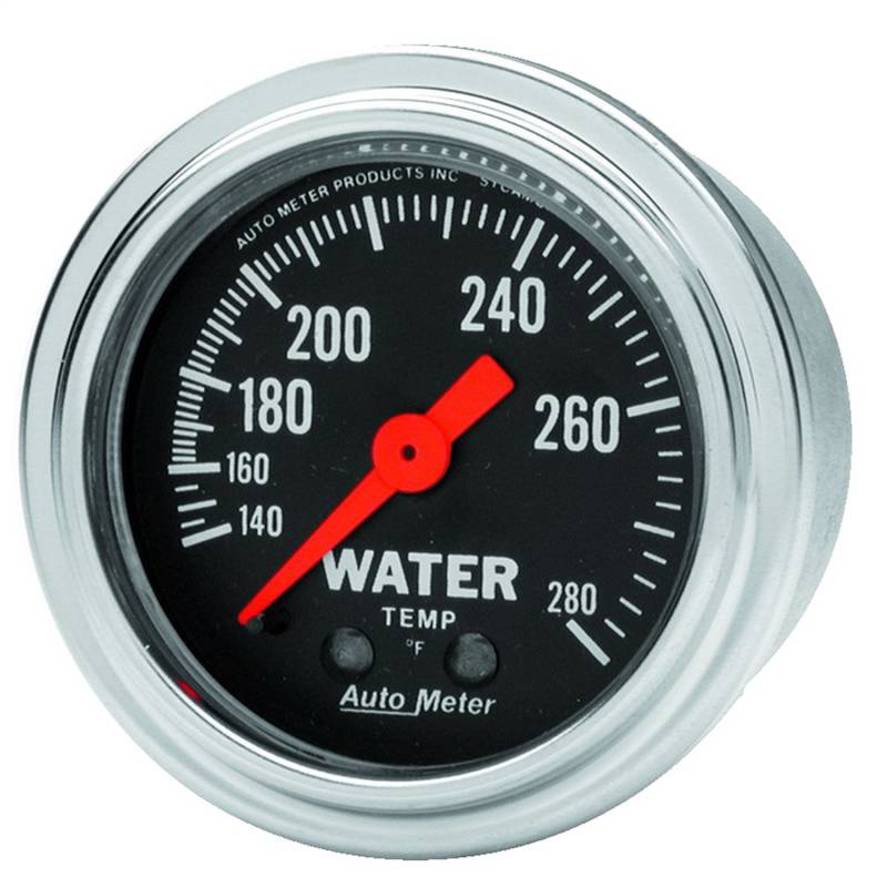 AutoMeter - AutoMeter GAUGE, WATER TEMP, 2 1/16" , 140-280 Degrees F, MECHANICAL, TRADITIONAL CHROME 2431