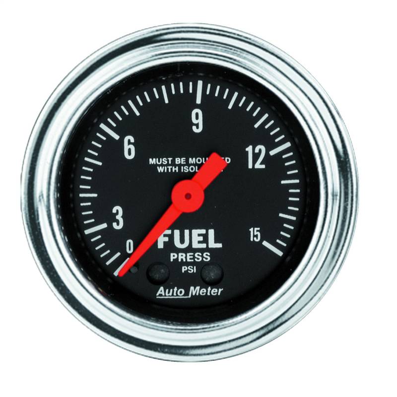 AutoMeter - AutoMeter GAUGE, FUEL PRESSURE, 2 1/16" , 15PSI, MECH. W/ISOLATOR, TRADITIONAL CHROME 2413