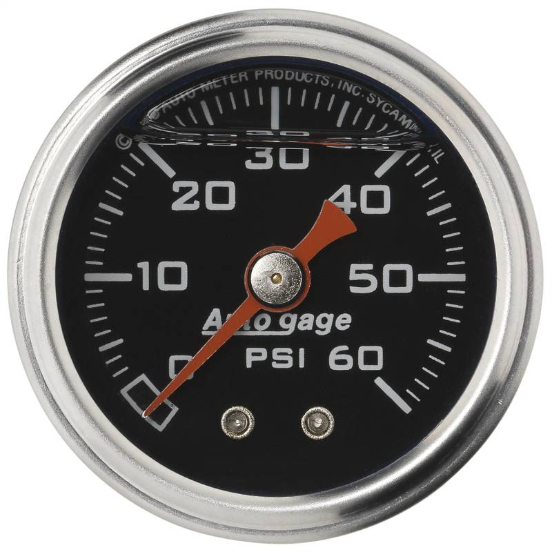 AutoMeter - AutoMeter GAUGE, PRESSURE, 1.5" DIRECT MNT, 60PSI, LIQUID FILLED MECH, BLK, 1/8" NPTF MALE 2173