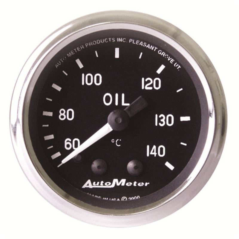 AutoMeter - AutoMeter GAUGE, OIL TEMP, 2 1/16" , 60-140 Degrees C, MECHANICAL, COBRA 201008