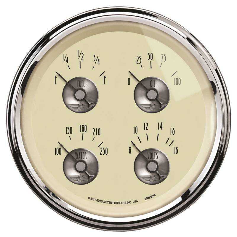 AutoMeter - AutoMeter GAUGE, QUAD, 5" , 0OE TO 90OF, ELEC, PRESTIGE ANTQ. IVORY 2009