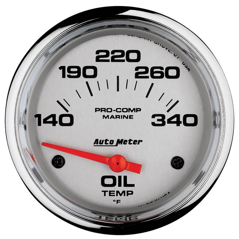 AutoMeter - AutoMeter GAUGE, OIL TEMP, 2 5/8" , 140-300 Degrees F, ELECTRIC, MARINE CHROME 200765-35