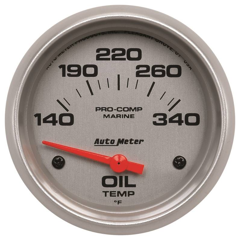AutoMeter - AutoMeter GAUGE, OIL TEMP, 2 5/8" , 140-300 Degrees F, ELECTRIC, MARINE SILVER 200765-33