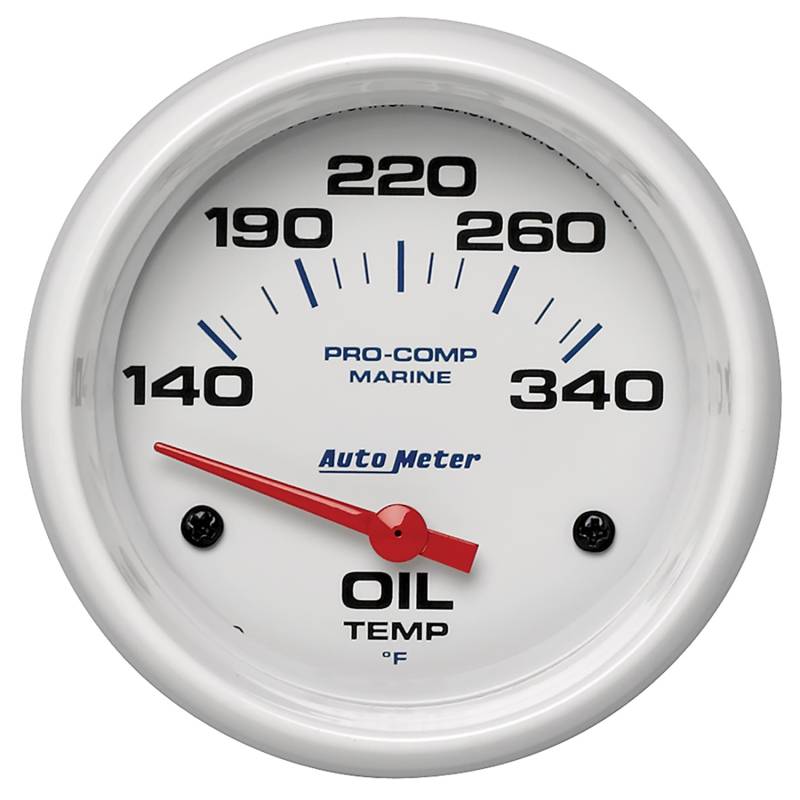 AutoMeter - AutoMeter GAUGE, OIL TEMP, 2 5/8" , 140-300 Degrees F, ELECTRIC, MARINE WHITE 200765